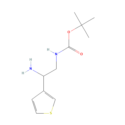 tert-butyl N-(2-amino-2-thiophen-3-ylethyl)carbamate (CAS: 1270400-18-4) - Chemical Structure and Molecular Formula 