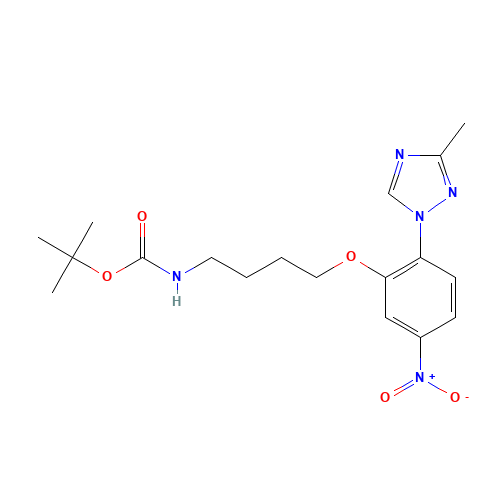 tert-butyl N-[4-[2-(3-methyl-1,2,4-triazol-1-yl)-5-nitrophenoxy]butyl]carbamate (CAS: 1356010-11-1) - Chemical Structure and Molecular Formula 