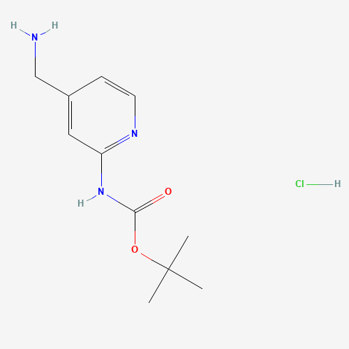 tert-butyl N-[4-(aminomethyl)pyridin-2-yl]carbamate;hydrochloride (CAS: 672324-83-3) - Chemical Structure and Molecular Formula 