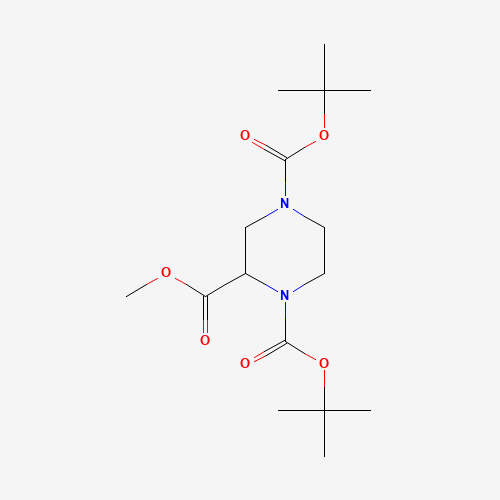 1-O,4-O-ditert-butyl 2-O-methyl piperazine-1,2,4-tricarboxylate (CAS: 171504-98-6) - Chemical Structure and Molecular Formula 