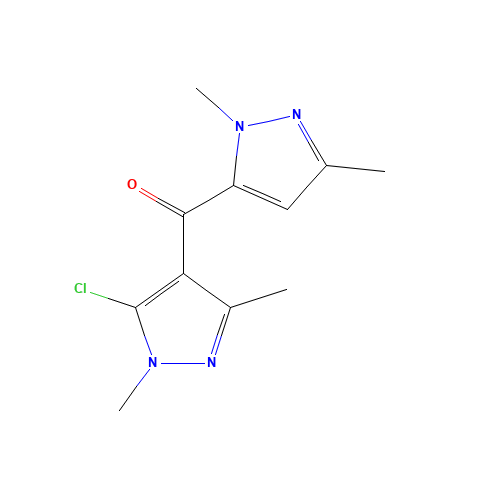 (5-chloro-1,3-dimethylpyrazol-4-yl)-(2,5-dimethylpyrazol-3-yl)methanone (CAS: 648859-52-3) - Chemical Structure and Molecular Formula 