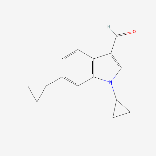 1,6-dicyclopropylindole-3-carbaldehyde (CAS: 1350760-63-2) - Chemical Structure and Molecular Formula 