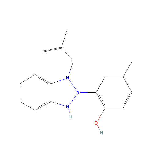 4-methyl-2-[3-(2-methylprop-2-enyl)-1H-benzotriazol-2-yl]phenol (CAS: 98809-58-6) - Chemical Structure and Molecular Formula 