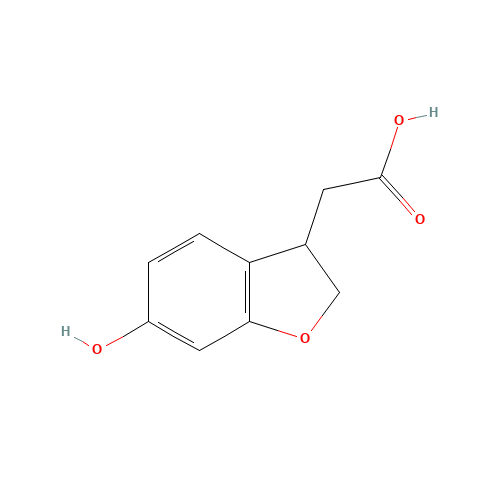 2-(6-hydroxy-2,3-dihydro-1-benzofuran-3-yl)acetic acid (CAS: 1000414-37-8) - Chemical Structure and Molecular Formula 