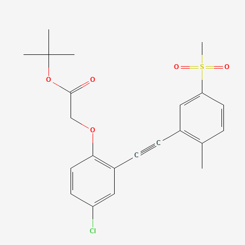 tert-butyl 2-[4-chloro-2-[2-(2-methyl-5-methylsulfonylphenyl)ethynyl]phenoxy]acetate (CAS: 1240286-99-0) - Chemical Structure and Molecular Formula 