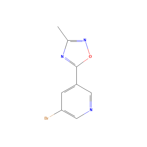 5-(5-bromopyridin-3-yl)-3-methyl-1,2,4-oxadiazole (CAS: 1283108-13-3) - Chemical Structure and Molecular Formula 