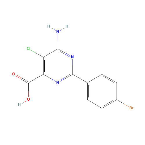 6-amino-2-(4-bromophenyl)-5-chloropyrimidine-4-carboxylic acid (CAS: 858955-68-7) - Chemical Structure and Molecular Formula 
