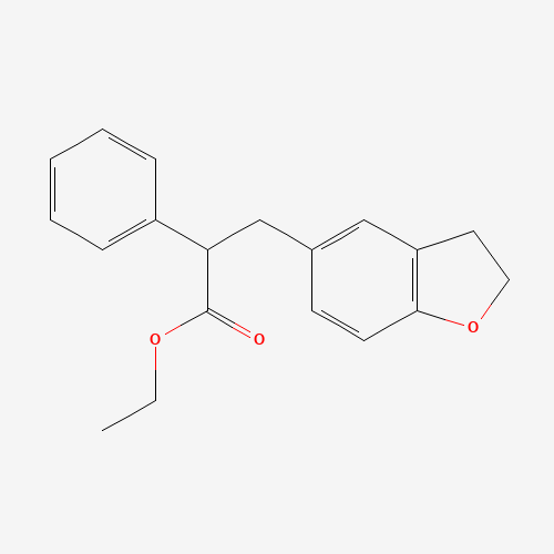 ethyl 3-(2,3-dihydro-1-benzofuran-5-yl)-2-phenylpropanoate (CAS: 196598-27-3) - Chemical Structure and Molecular Formula 