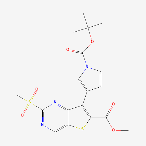 methyl 7-[1-[(2-methylpropan-2-yl)oxycarbonyl]pyrrol-3-yl]-2-methylsulfonylthieno[3,2-d]pyrimidine-6-carboxylate (CAS: 1462950-39-5) - Chemical Structure and Molecular Formula 