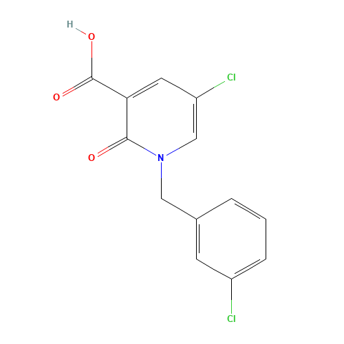 5-chloro-1-[(3-chlorophenyl)methyl]-2-oxopyridine-3-carboxylic acid (CAS: 222414-95-1) - Chemical Structure and Molecular Formula 