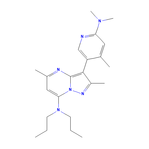 3-[6-(dimethylamino)-4-methylpyridin-3-yl]-2,5-dimethyl-N,N-dipropylpyrazolo[1,5-a]pyrimidin-7-amine (CAS: 195055-03-9) - Chemical Structure and Molecular Formula 