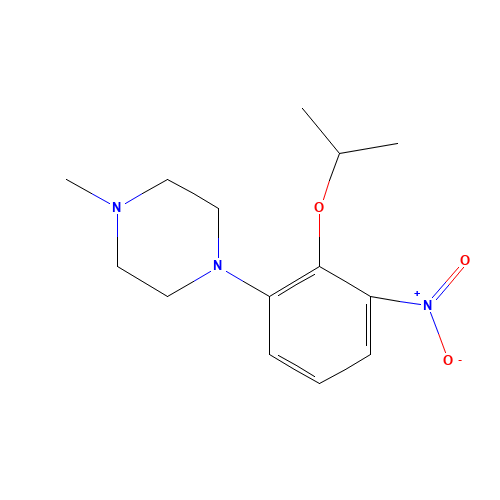 1-methyl-4-(3-nitro-2-propan-2-yloxyphenyl)piperazine (CAS: 1462951-09-2) - Chemical Structure and Molecular Formula 