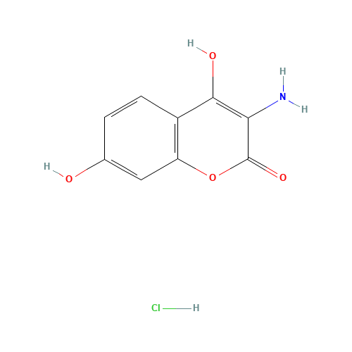 3-amino-4,7-dihydroxychromen-2-one;hydrochloride (CAS: 90322-50-2) - Chemical Structure and Molecular Formula 