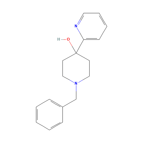 1-benzyl-4-pyridin-2-ylpiperidin-4-ol (CAS: 65869-51-4) - Chemical Structure and Molecular Formula 
