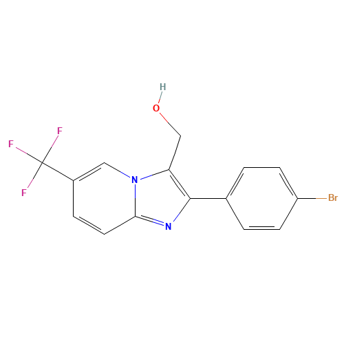 [2-(4-bromophenyl)-6-(trifluoromethyl)imidazo[1,2-a]pyridin-3-yl]methanol (CAS: 1216488-91-3) - Chemical Structure and Molecular Formula 