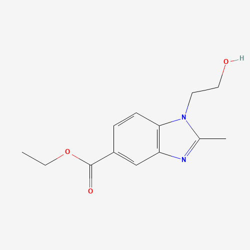ethyl 1-(2-hydroxyethyl)-2-methylbenzimidazole-5-carboxylate (CAS: 299927-12-1) - Chemical Structure and Molecular Formula 