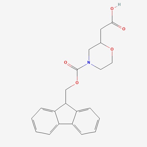 2-[4-(9H-fluoren-9-ylmethoxycarbonyl)morpholin-2-yl]acetic acid (CAS: 885273-97-2) - Chemical Structure and Molecular Formula 