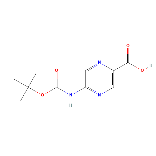5-[(2-methylpropan-2-yl)oxycarbonylamino]pyrazine-2-carboxylic acid (CAS: 891782-63-1) - Chemical Structure and Molecular Formula 
