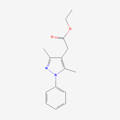 ethyl 2-(3,5-dimethyl-1-phenylpyrazol-4-yl)acetate (CAS: 32710-86-4) - Chemical Structure and Molecular Formula 