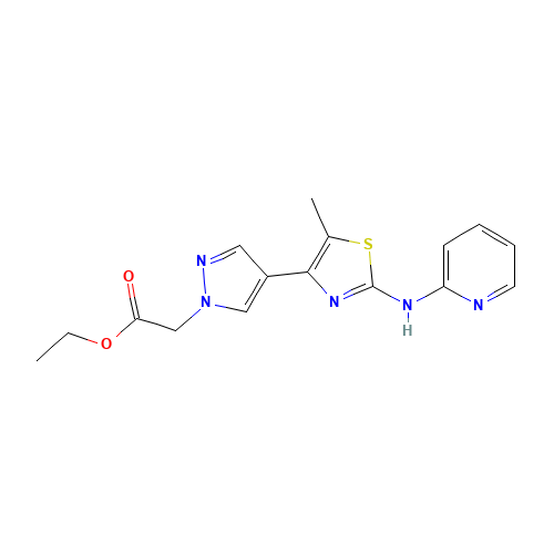 ethyl 2-[4-[5-methyl-2-(pyridin-2-ylamino)-1,3-thiazol-4-yl]pyrazol-1-yl]acetate (CAS: 1235314-14-3) - Related Chemical Product