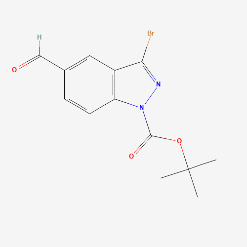 tert-butyl 3-bromo-5-formylindazole-1-carboxylate (CAS: 1383705-96-1) - Chemical Structure and Molecular Formula 