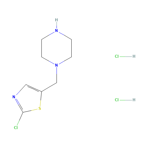 2-chloro-5-(piperazin-1-ylmethyl)-1,3-thiazole;dihydrochloride (CAS: 1185312-01-9) - Chemical Structure and Molecular Formula 