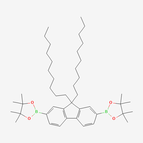 2-[9,9-didecyl-7-(4,4,5,5-tetramethyl-1,3,2-dioxaborolan-2-yl)fluoren-2-yl]-4,4,5,5-tetramethyl-1,3,2-dioxaborolane (CAS: 711026-06-1) - Chemical Structure and Molecular Formula 