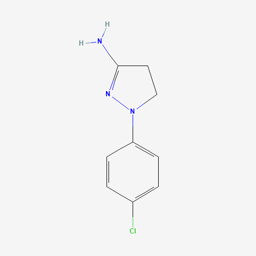 2-(4-chlorophenyl)-3,4-dihydropyrazol-5-amine (CAS: 6508-11-8) - Chemical Structure and Molecular Formula 