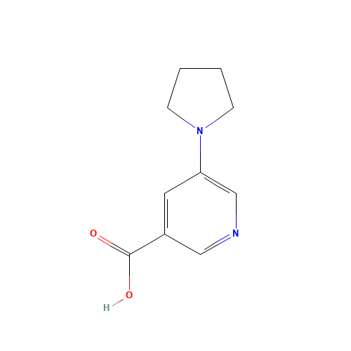 5-pyrrolidin-1-ylpyridine-3-carboxylic acid (CAS: 107946-76-9) - Chemical Structure and Molecular Formula 