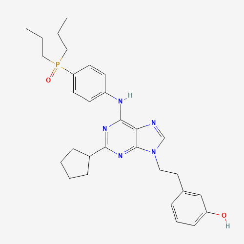 3-[2-[2-cyclopentyl-6-(4-dipropylphosphorylanilino)purin-9-yl]ethyl]phenol (CAS: 834894-21-2) - Related Chemical Product