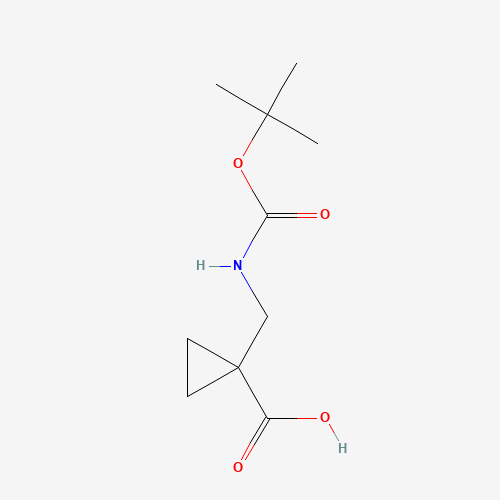 1-[[(2-methylpropan-2-yl)oxycarbonylamino]methyl]cyclopropane-1-carboxylic acid (CAS: 204376-48-7) - Chemical Structure and Molecular Formula 