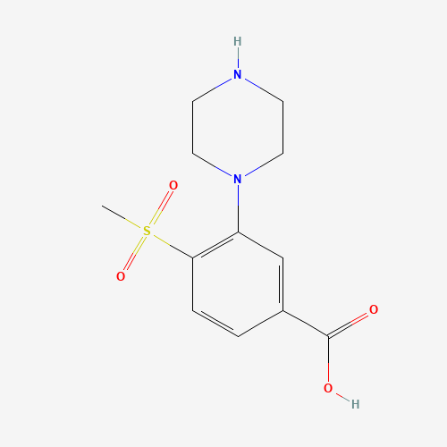 4-methylsulfonyl-3-piperazin-1-ylbenzoic acid (CAS: 1197193-03-5) - Chemical Structure and Molecular Formula 