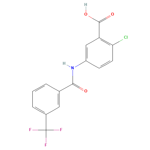 2-chloro-5-[[3-(trifluoromethyl)benzoyl]amino]benzoic acid (CAS: 896160-35-3) - Chemical Structure and Molecular Formula 