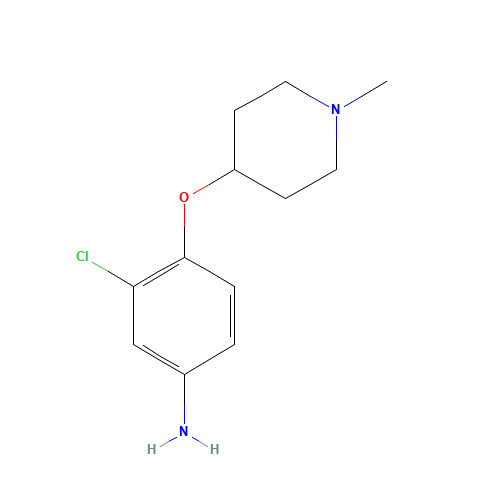 3-chloro-4-(1-methylpiperidin-4-yl)oxyaniline (CAS: 470476-91-6) - Chemical Structure and Molecular Formula 