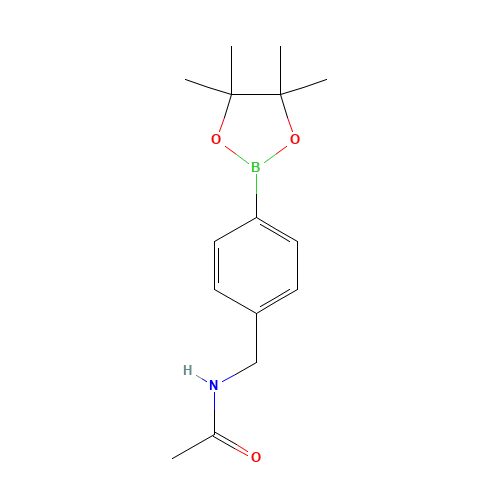 N-[[4-(4,4,5,5-tetramethyl-1,3,2-dioxaborolan-2-yl)phenyl]methyl]acetamide (CAS: 1235450-93-7) - Chemical Structure and Molecular Formula 