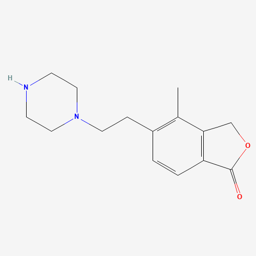 4-methyl-5-(2-piperazin-1-ylethyl)-3H-2-benzofuran-1-one (CAS: 1255208-76-4) - Chemical Structure and Molecular Formula 