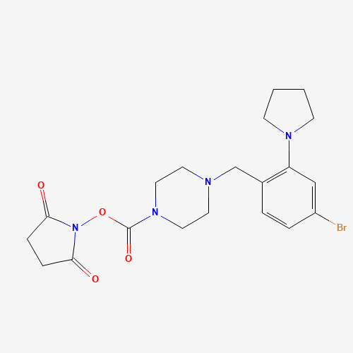 (2,5-dioxopyrrolidin-1-yl) 4-[(4-bromo-2-pyrrolidin-1-ylphenyl)methyl]piperazine-1-carboxylate (CAS: 1460030-14-1) - Chemical Structure and Molecular Formula 