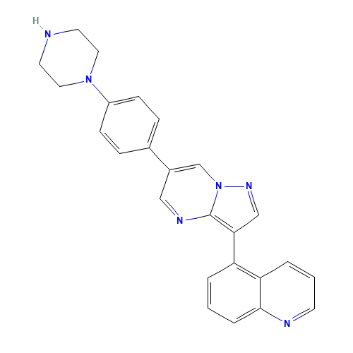 5-[6-(4-piperazin-1-ylphenyl)pyrazolo[1,5-a]pyrimidin-3-yl]quinoline (CAS: 1432597-26-6) - Related Chemical Product