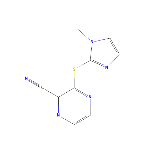 3-(1-methylimidazol-2-yl)sulfanylpyrazine-2-carbonitrile (CAS: 1000269-45-3) - Chemical Structure and Molecular Formula 