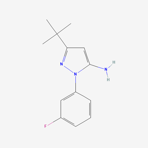 5-tert-butyl-2-(3-fluorophenyl)pyrazol-3-amine (CAS: 476637-06-6) - Chemical Structure and Molecular Formula 