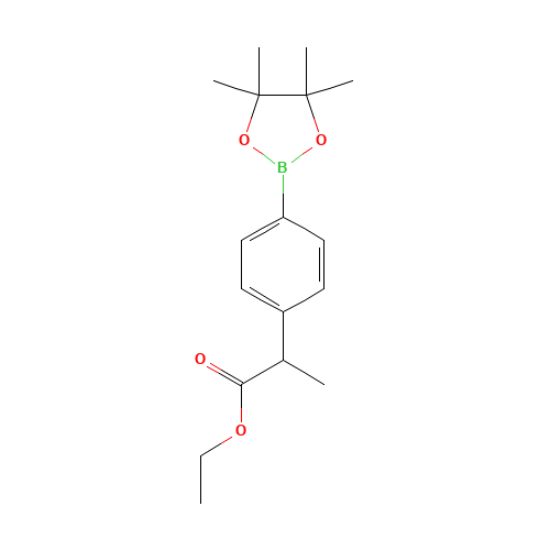 ethyl 2-[4-(4,4,5,5-tetramethyl-1,3,2-dioxaborolan-2-yl)phenyl]propanoate (CAS: 1228690-28-5) - Chemical Structure and Molecular Formula 