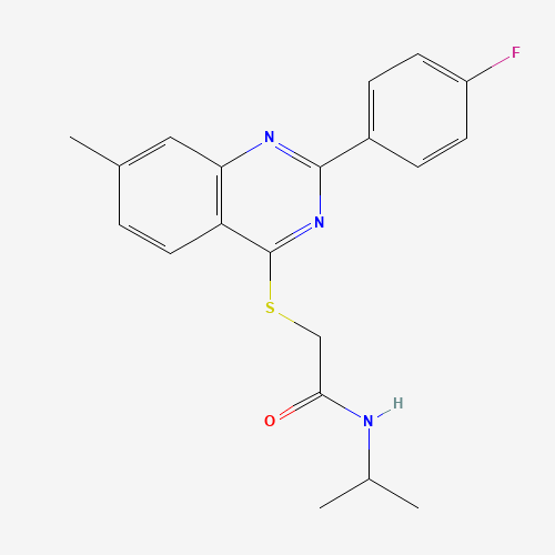 2-[2-(4-fluorophenyl)-7-methylquinazolin-4-yl]sulfanyl-N-propan-2-ylacetamide (CAS: 606132-70-1) - Chemical Structure and Molecular Formula 