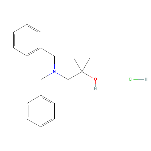 1-[(dibenzylamino)methyl]cyclopropan-1-ol;hydrochloride (CAS: 1253790-46-3) - Chemical Structure and Molecular Formula 