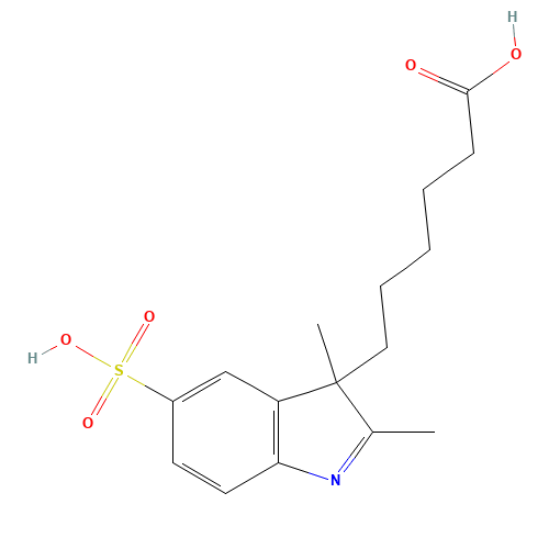 6-(2,3-dimethyl-5-sulfoindol-3-yl)hexanoic acid (CAS: 407627-51-4) - Chemical Structure and Molecular Formula 