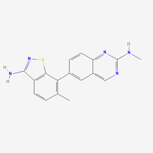 6-methyl-7-[2-(methylamino)quinazolin-6-yl]-1,2-benzothiazol-3-amine (CAS: 943606-43-7) - Chemical Structure and Molecular Formula 