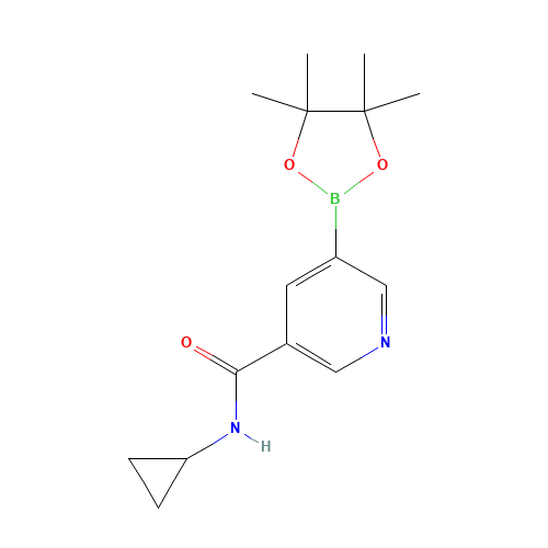 N-cyclopropyl-5-(4,4,5,5-tetramethyl-1,3,2-dioxaborolan-2-yl)pyridine-3-carboxamide (CAS: 1201644-52-1) - Chemical Structure and Molecular Formula 