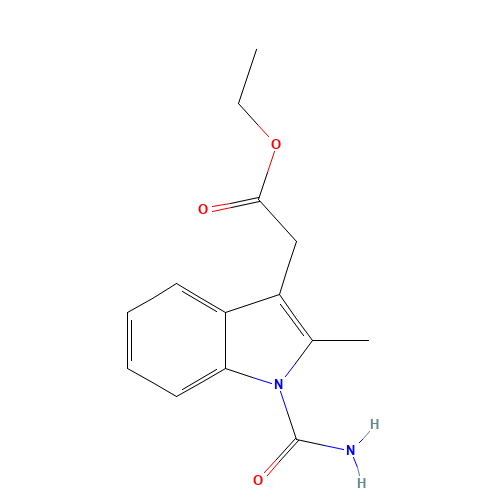 ethyl 2-(1-carbamoyl-2-methylindol-3-yl)acetate (CAS: 1386456-50-3) - Chemical Structure and Molecular Formula 