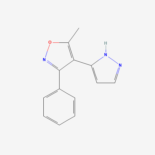 5-methyl-3-phenyl-4-(1H-pyrazol-5-yl)-1,2-oxazole (CAS: 265125-69-7) - Chemical Structure and Molecular Formula 