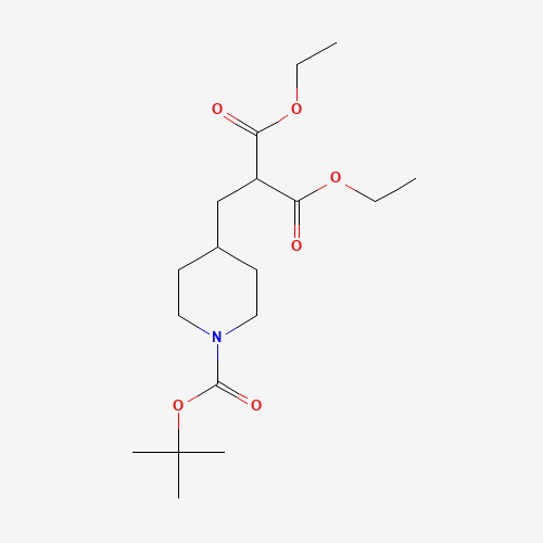 diethyl 2-[[1-[(2-methylpropan-2-yl)oxycarbonyl]piperidin-4-yl]methyl]propanedioate (CAS: 166815-97-0) - Chemical Structure and Molecular Formula 