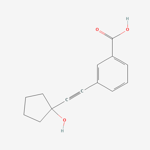 3-[2-(1-hydroxycyclopentyl)ethynyl]benzoic acid (CAS: 884001-22-3) - Chemical Structure and Molecular Formula 